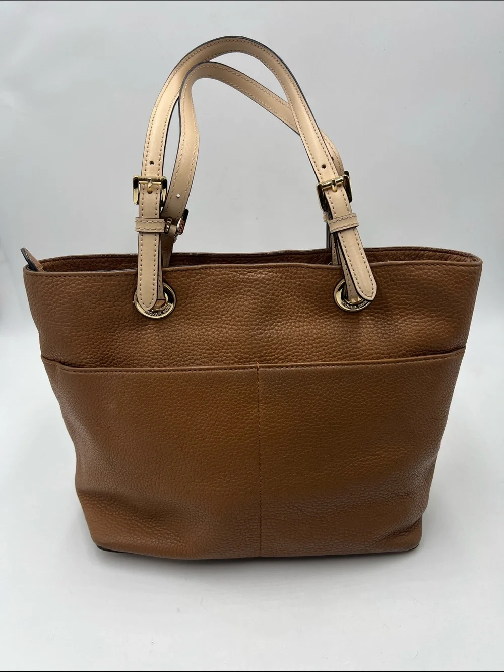 Michael Kors Brown Leather Tote with Cream Handles